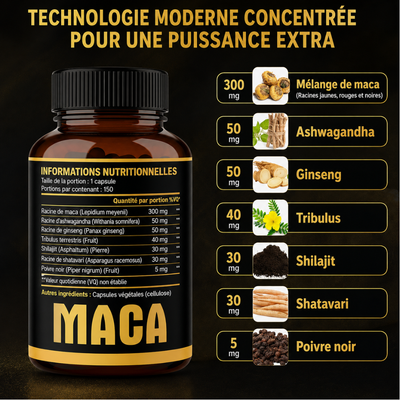 Maca des Hautes Andes du Pérou – Formule 7-en-1 Énergie, Vitalité & Performance Homme